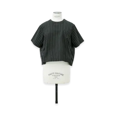 sacai Wool Silk Suiting x Nylon Twill Pullover "Black Stripe"