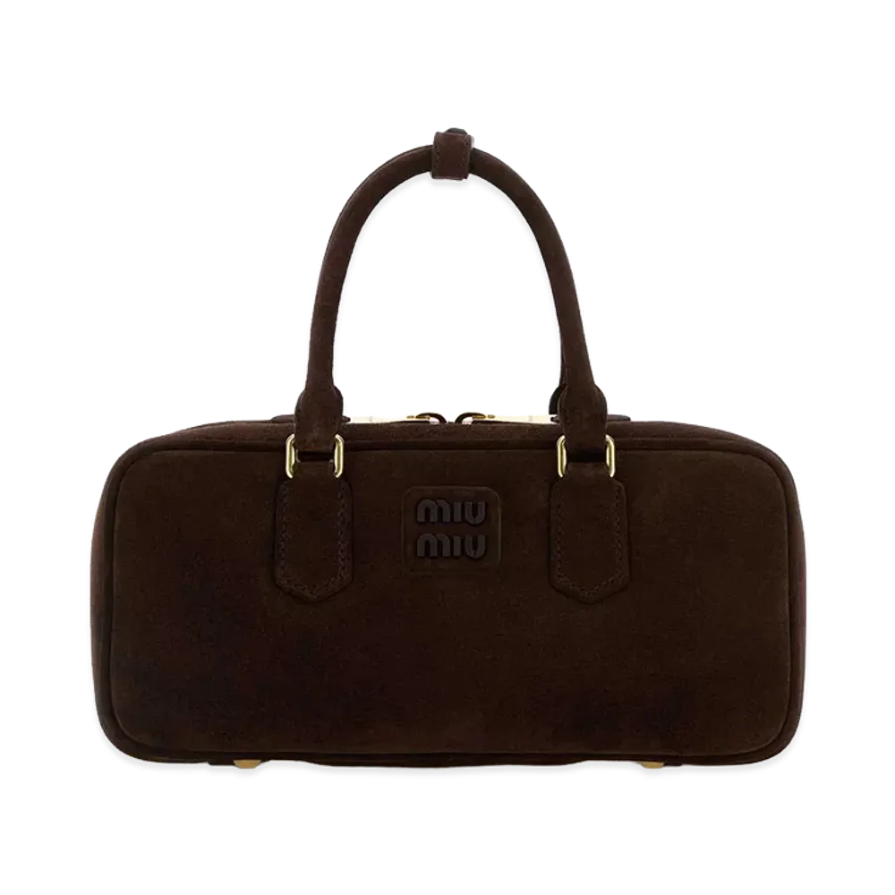 MIU MIU Women's Suede Arcadie Handbag "Dark Brown"