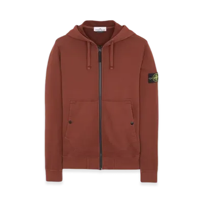 Stone Island 61620 Brushed Cotton Fleece Garment Dyed Full Zip Hooded Sweatshirt - 23FW "Chestnut Brown"