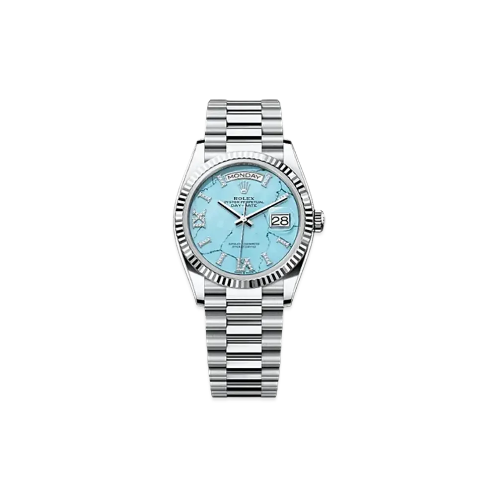 ROLEX Day-Date 36mm Platinum 128236 "Turquoise"