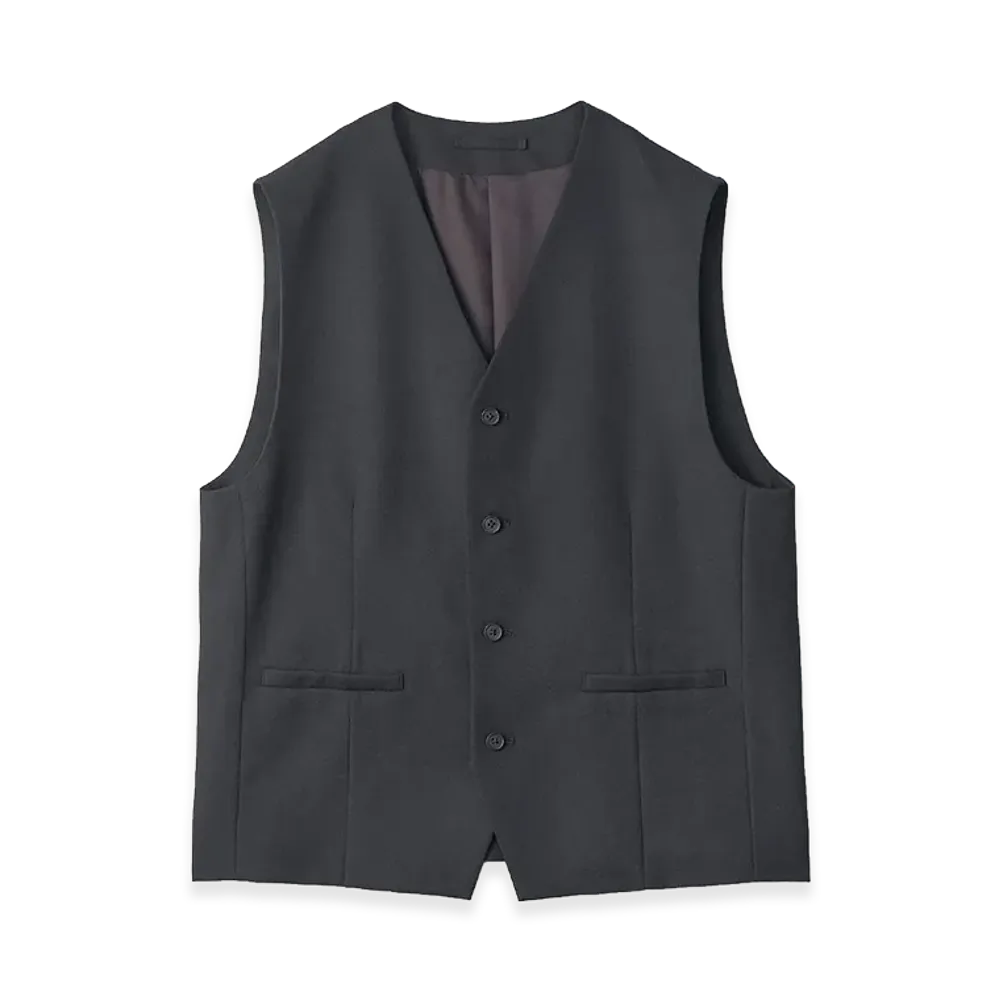 ssstein Wool Gabardine Belted Vest "Black"