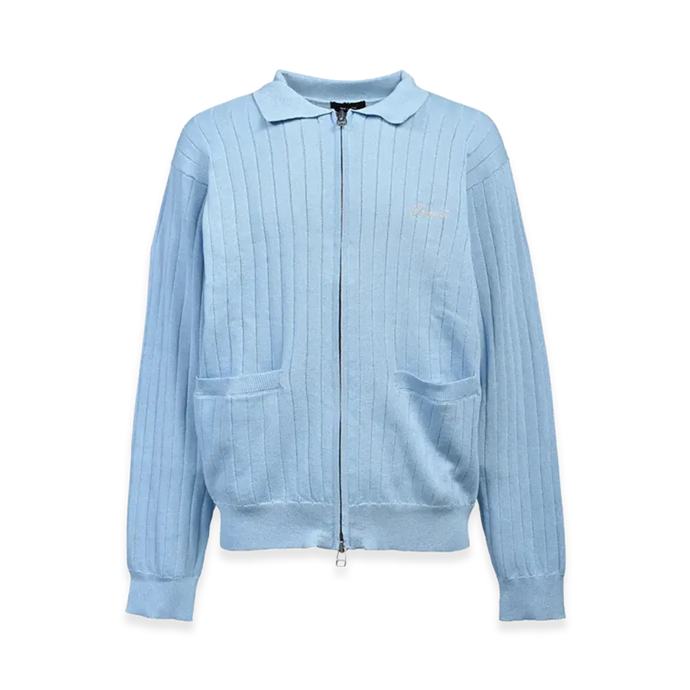 BREATH Script Logo Knit Zip Up Jacket "Ice"