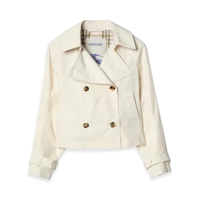 Burberry Women's Cropped Lightweight Ladybrook Trench Jacket "Seashell White"
