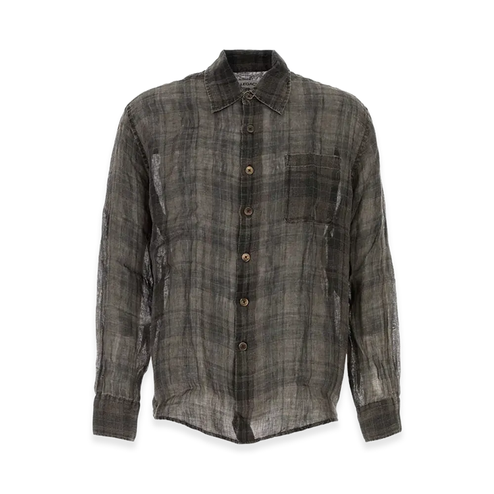 OUR LEGACY Embroidered Linen Oversize Shirt "Checked"