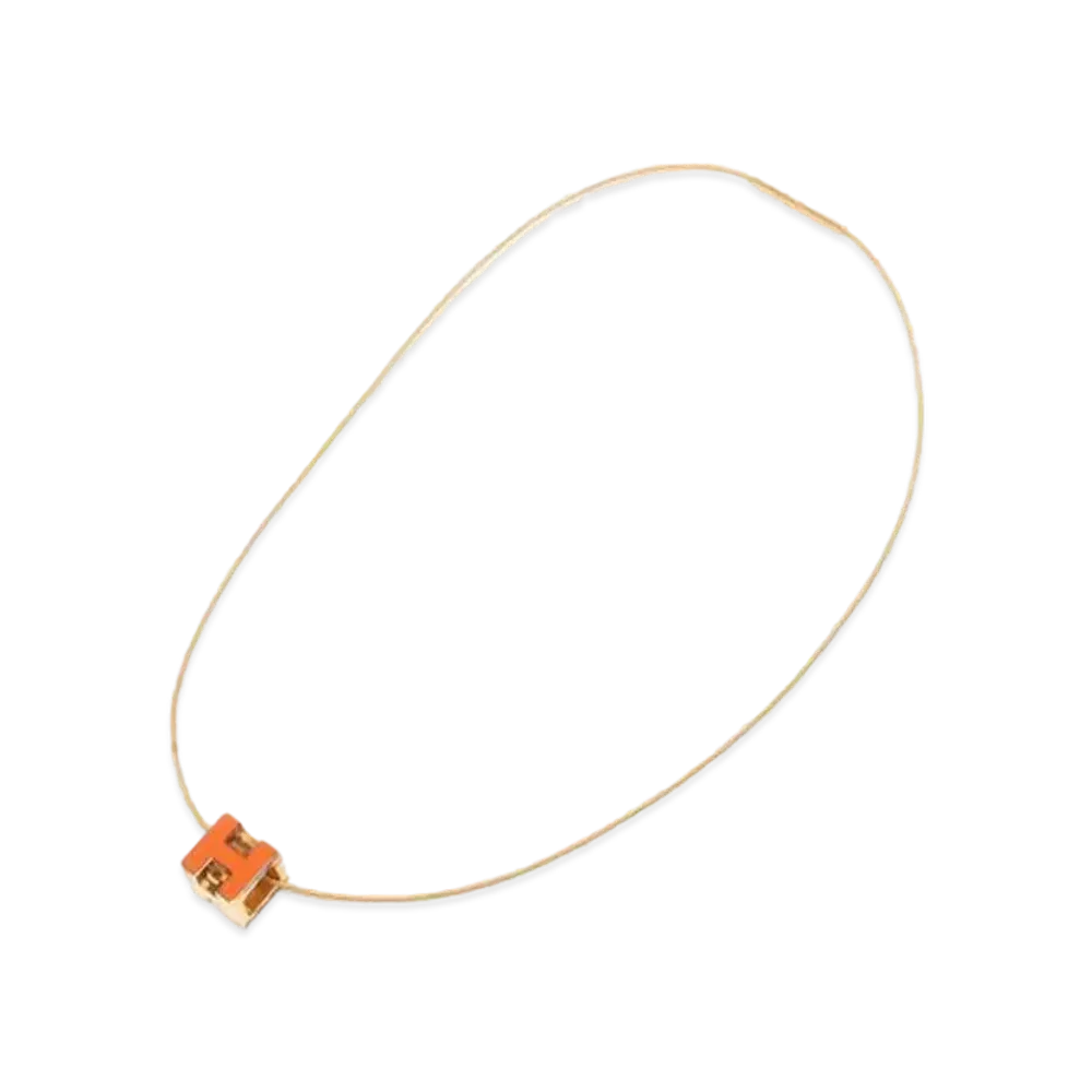 Hermes Caged Ache H Cube Necklace "Orange"