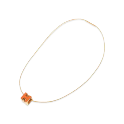 Hermes Caged Ache H Cube Necklace "Orange"