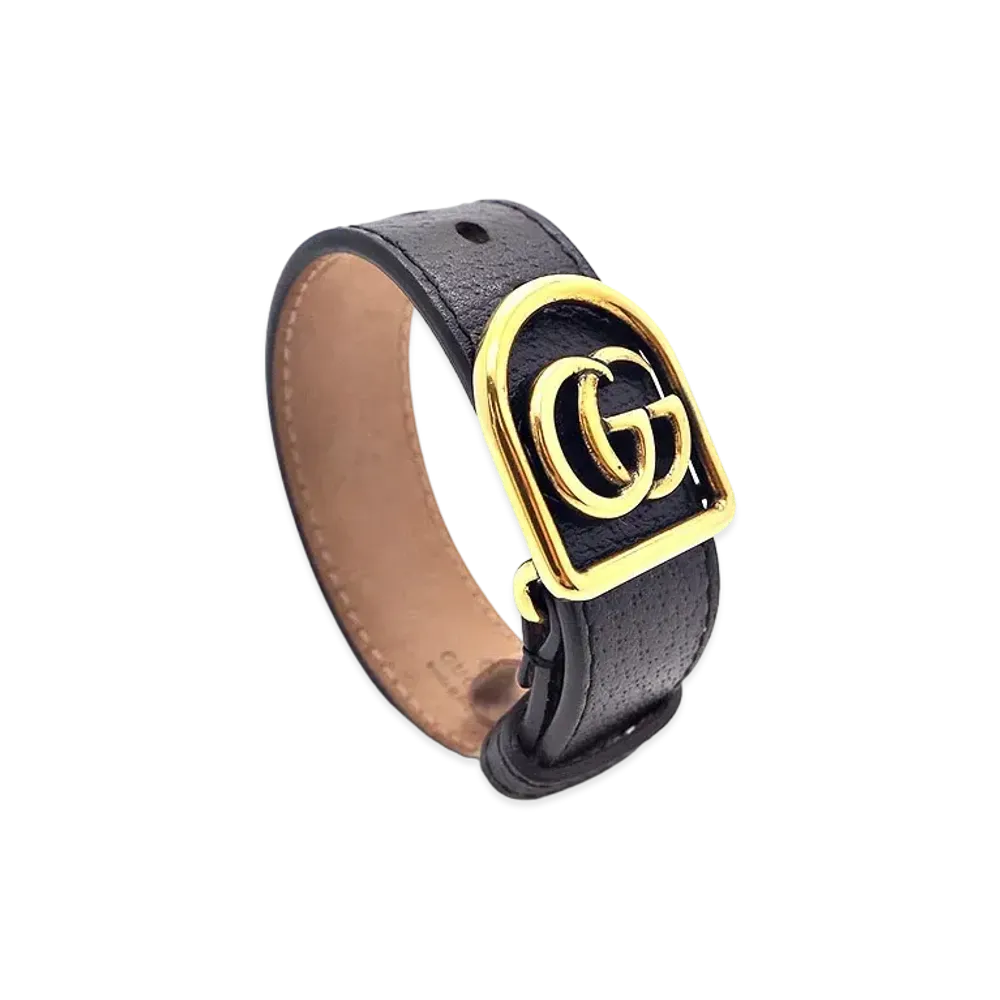 GUCCI Double G Leather Bracelet "Black"