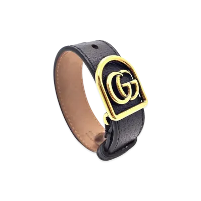 GUCCI Double G Leather Bracelet "Black"