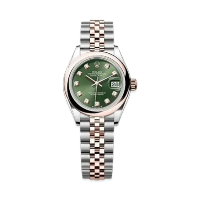 ROLEX Lady-Datejust Oystersteel & Everose Gold "Green"