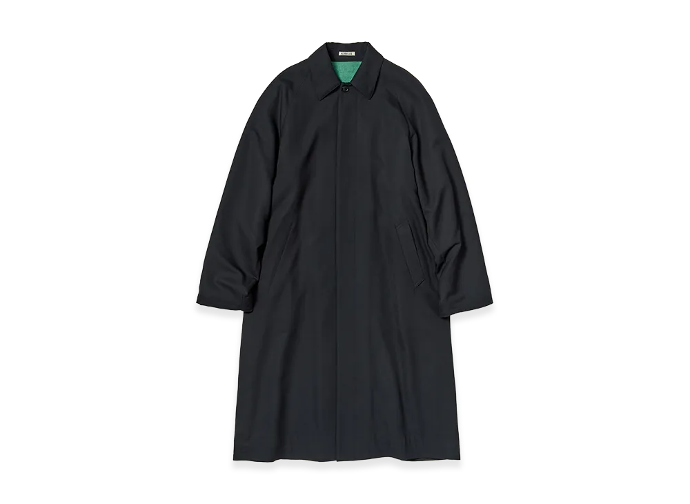 AURALEE Women's Ultra Fine Wool Trench Coat With Detachable Liner "Dark Navy/Mix Green"