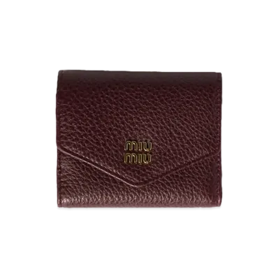 MIU MIU Vitello Daino Leather Flap Wallet "Burgundy"