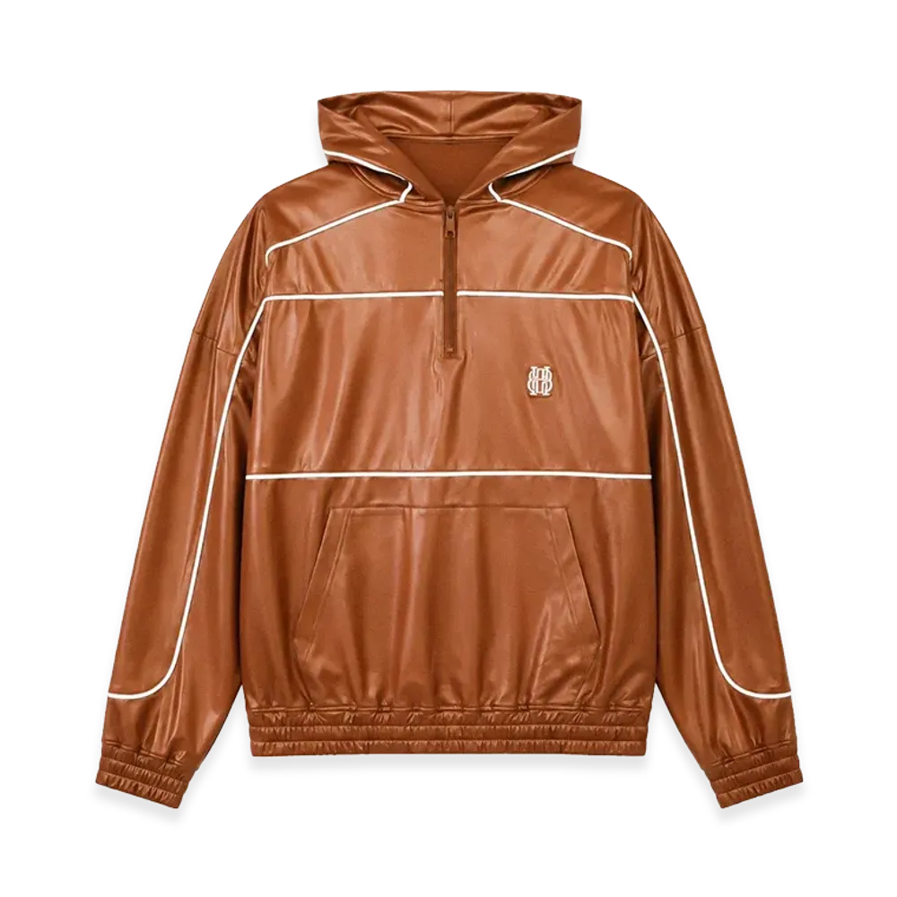 BREATH Piping Coating Half Zip Hoodie "Brown"