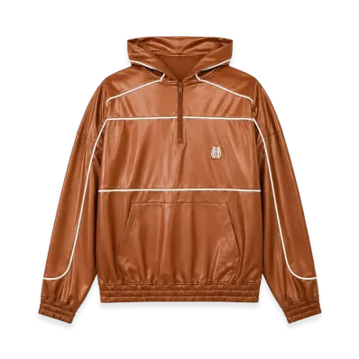 BREATH Piping Coating Half Zip Hoodie "Brown"