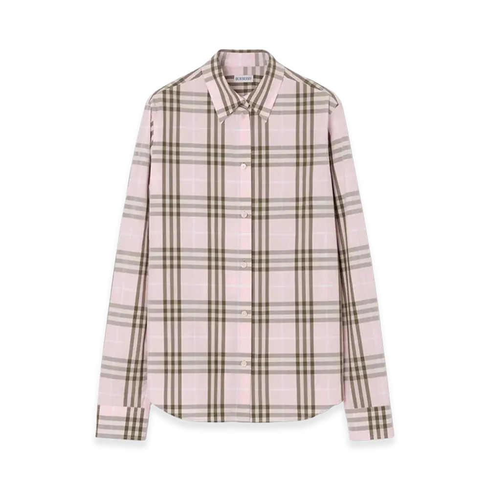 Burberry Women's Regular Fit Check Cotton Shirt "Mallow Pink"