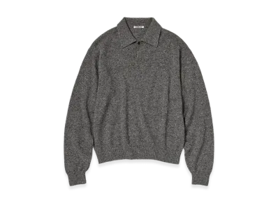 AURALEE Cashmere Nep Knit Polo "Mix Gray"