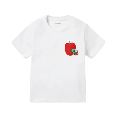 graniph x Eric Carle Red Apple Embroidery Kids T-Shirt "White"