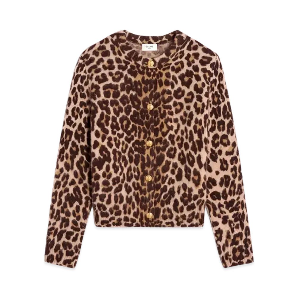 CELINE Cardigan In Cashmere "Leopard"