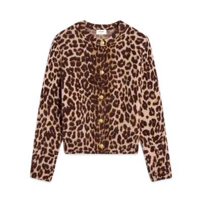 CELINE Cardigan In Cashmere "Leopard"