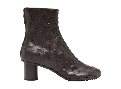 Bottega Veneta Women's Nappa Leather Atomic Ankle Boots "Dark Brown"
