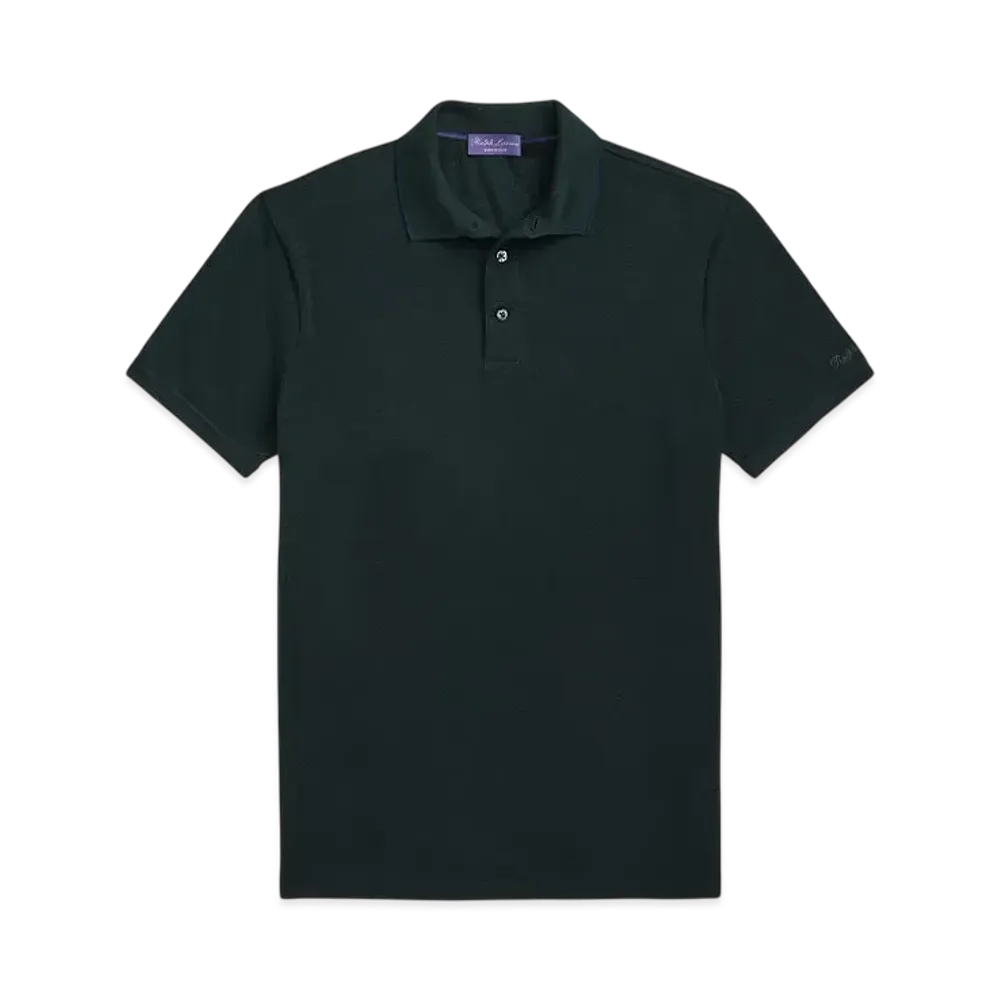 Ralph Lauren Purple Label Wool Pique Polo Shirt "Green"