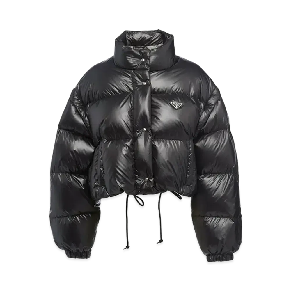 PRADA Re-Nylon Cropped Convertible Down Jacket "Black"