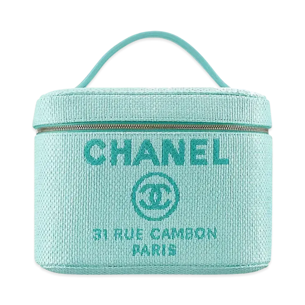 CHANEL Deauville Canvas Vanity Pouches "Turquoise"