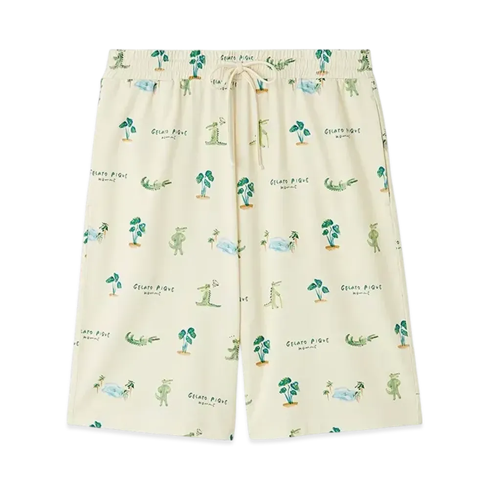 GELATO PIQUE Homme Cool Touch Sensation Crocodile Pattern Printed Shorts "Ivory"