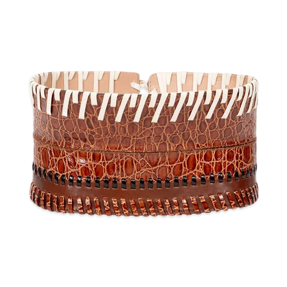 DRIES VAN NOTEN Women's Leather Corset Belt "Tan"
