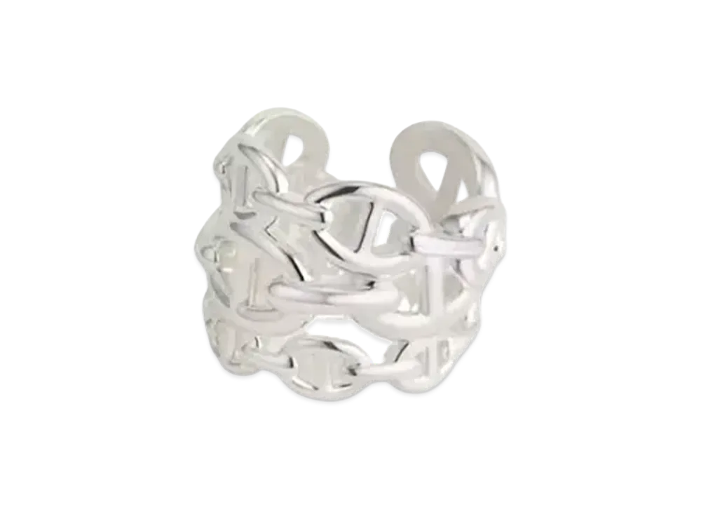 Hermes Chaine D'ancre Enchainee Ring Large Model "Silver"