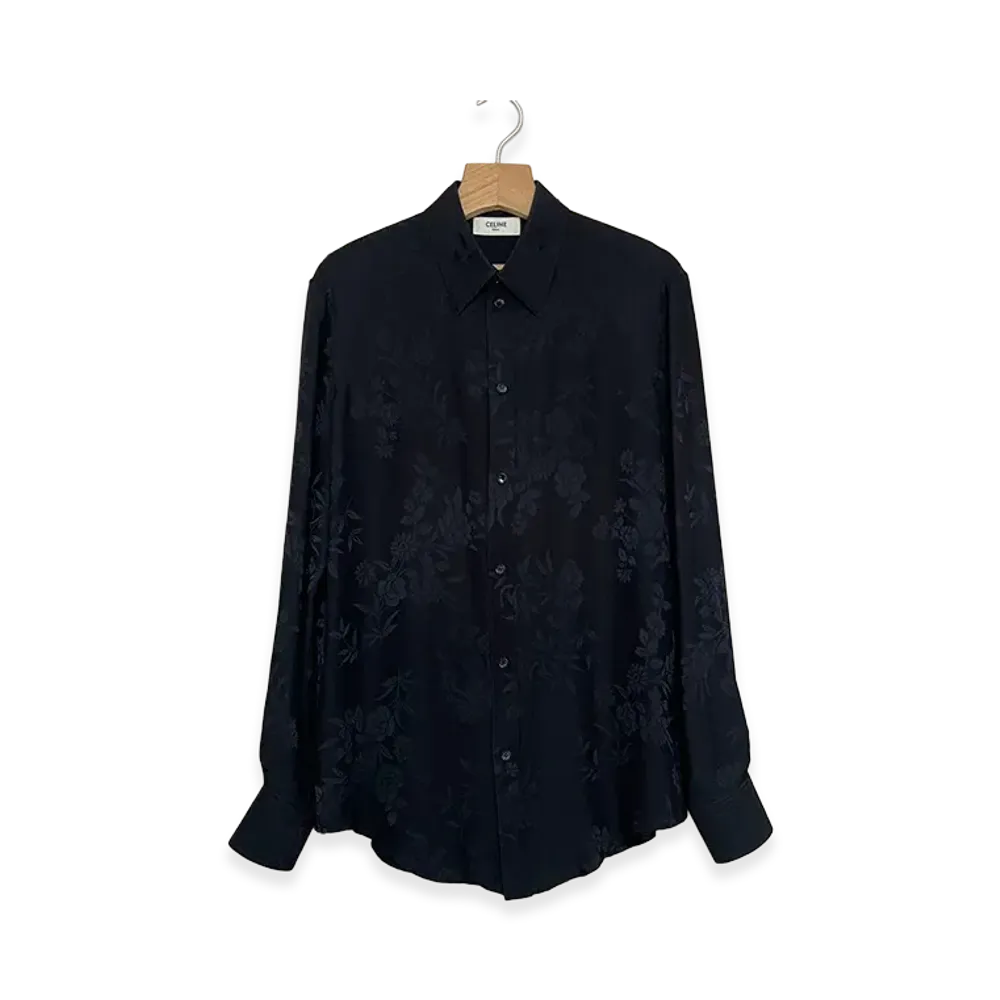 CELINE Silk Jacquard Classic Shirt "Black"