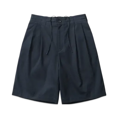 everyone Two Tuck Cotton Wide Short Pants "Navy"