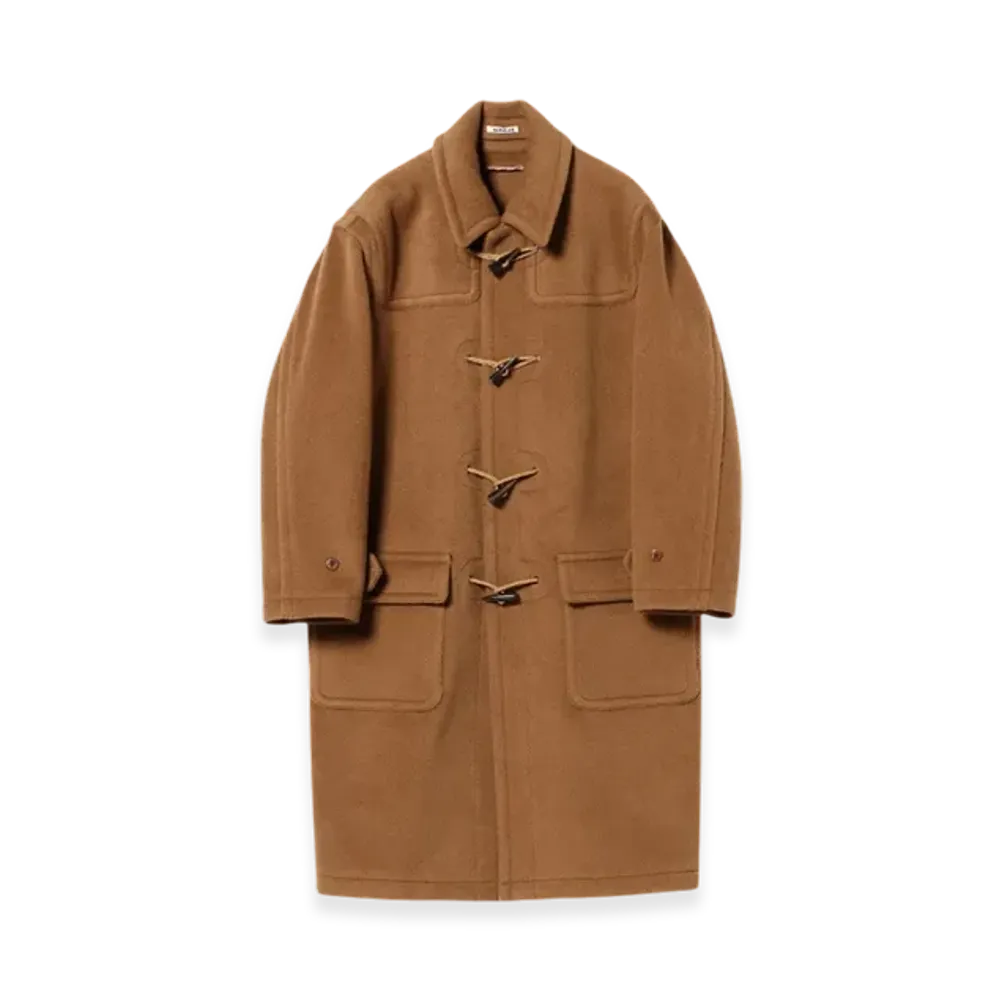 AURALEE Wool Heringbone Pile Duffle Coat "Brown"