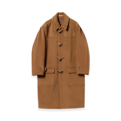 AURALEE Wool Heringbone Pile Duffle Coat "Brown"