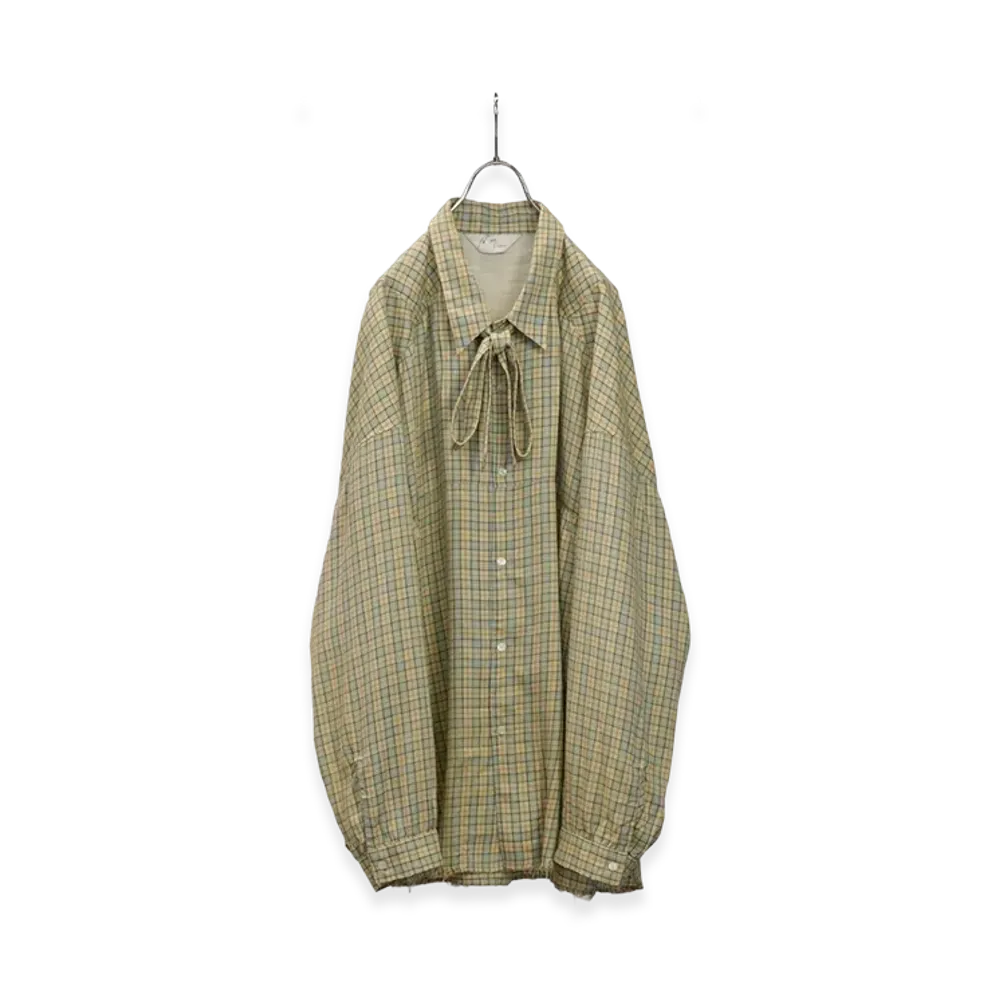 ANCELLM Bow-Tie Check Shirt "Cream"