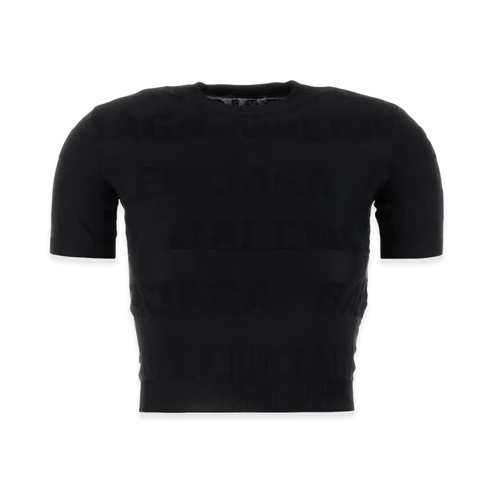 BALENCIAGA Women's Stretch Viscose Blend T-Shirt "Black"