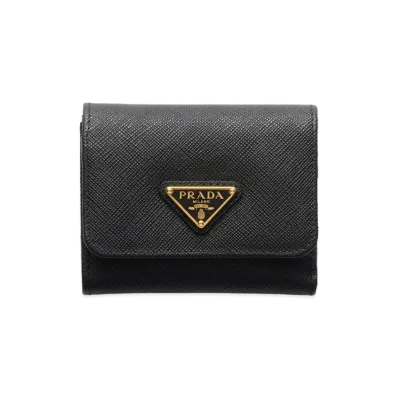 PRADA Saffiano Leather Wallet "Black"