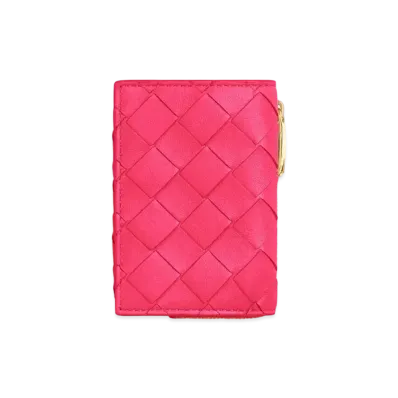 Bottega Veneta Tiny Tri-Fold Zip Wallet "Cranberry"