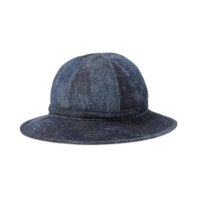 BEAMS MIL Hat Denim Discharge Print "Indigo"