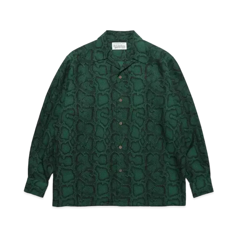 WACKO MARIA Python Open Collar Shirt "Dark Green"