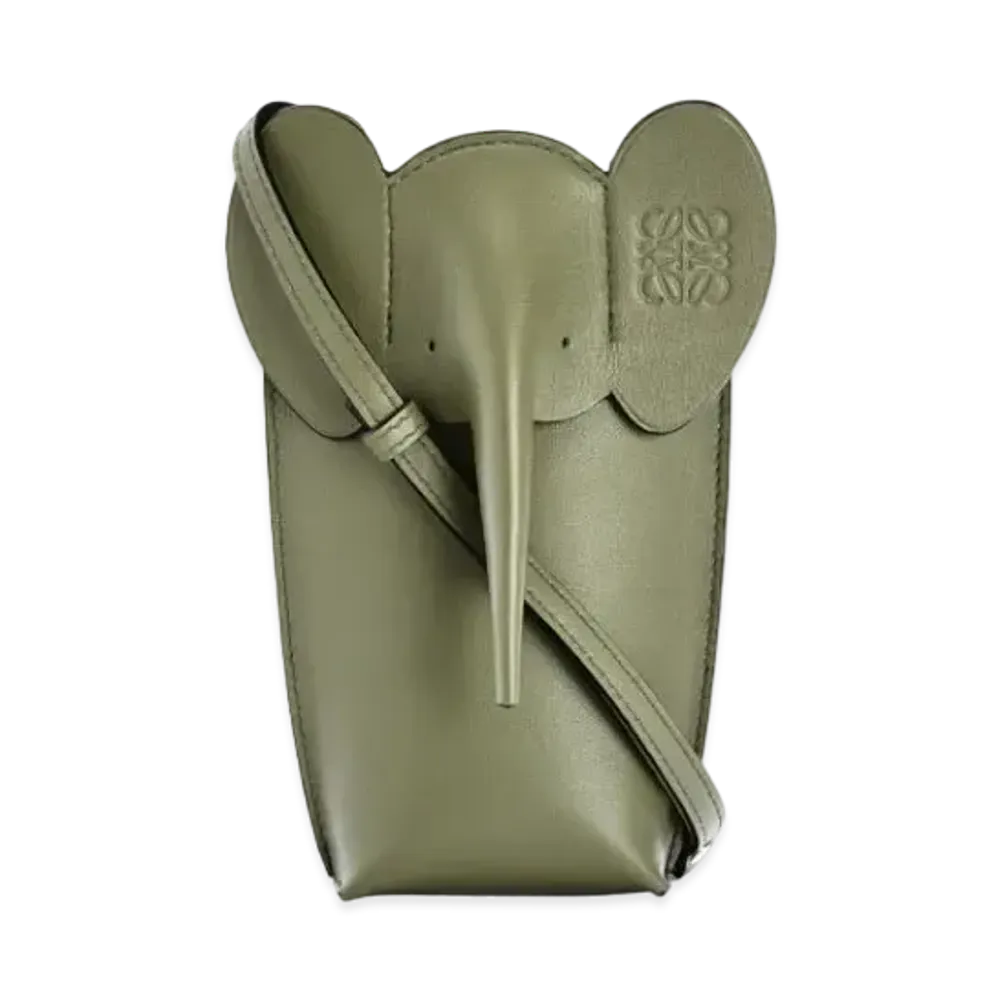 LOEWE Elephant Pocket In Classic Calfskin "Avocado Green"