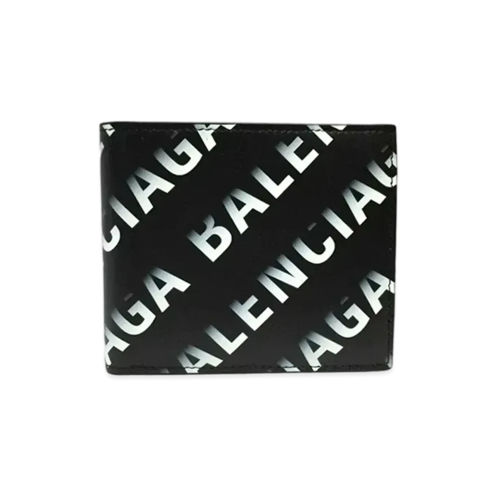 BALENCIAGA Cash Square Folded Coin Wallet Gradient Logo Printed "Black"