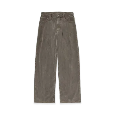 AURALEE Garment-Dyed Finx Corduroy 5P Wide Pants "Olive Brown"