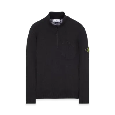 Stone Island 563B1 Uneven Cotton Half Zip Up Knit - 24SS "Black"