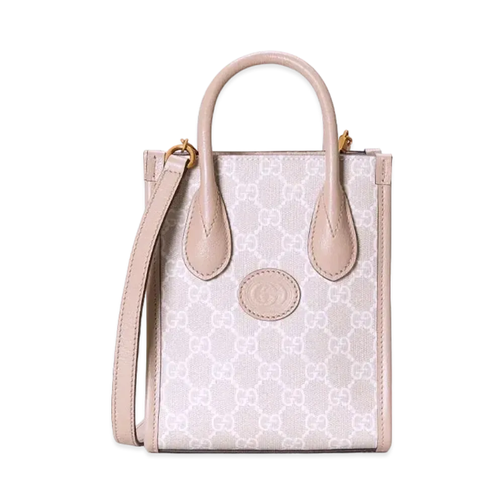 GUCCI Interlocking G Mini Tote Bag "Beige/White"