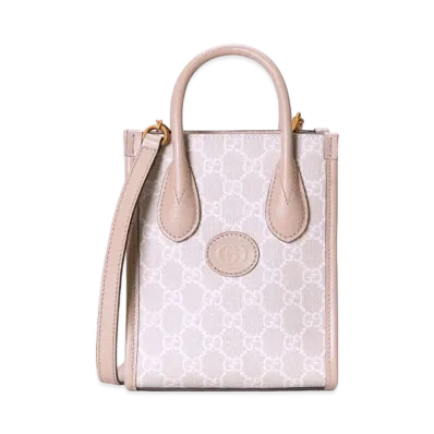 GUCCI Interlocking G Mini Tote Bag "Beige/White"