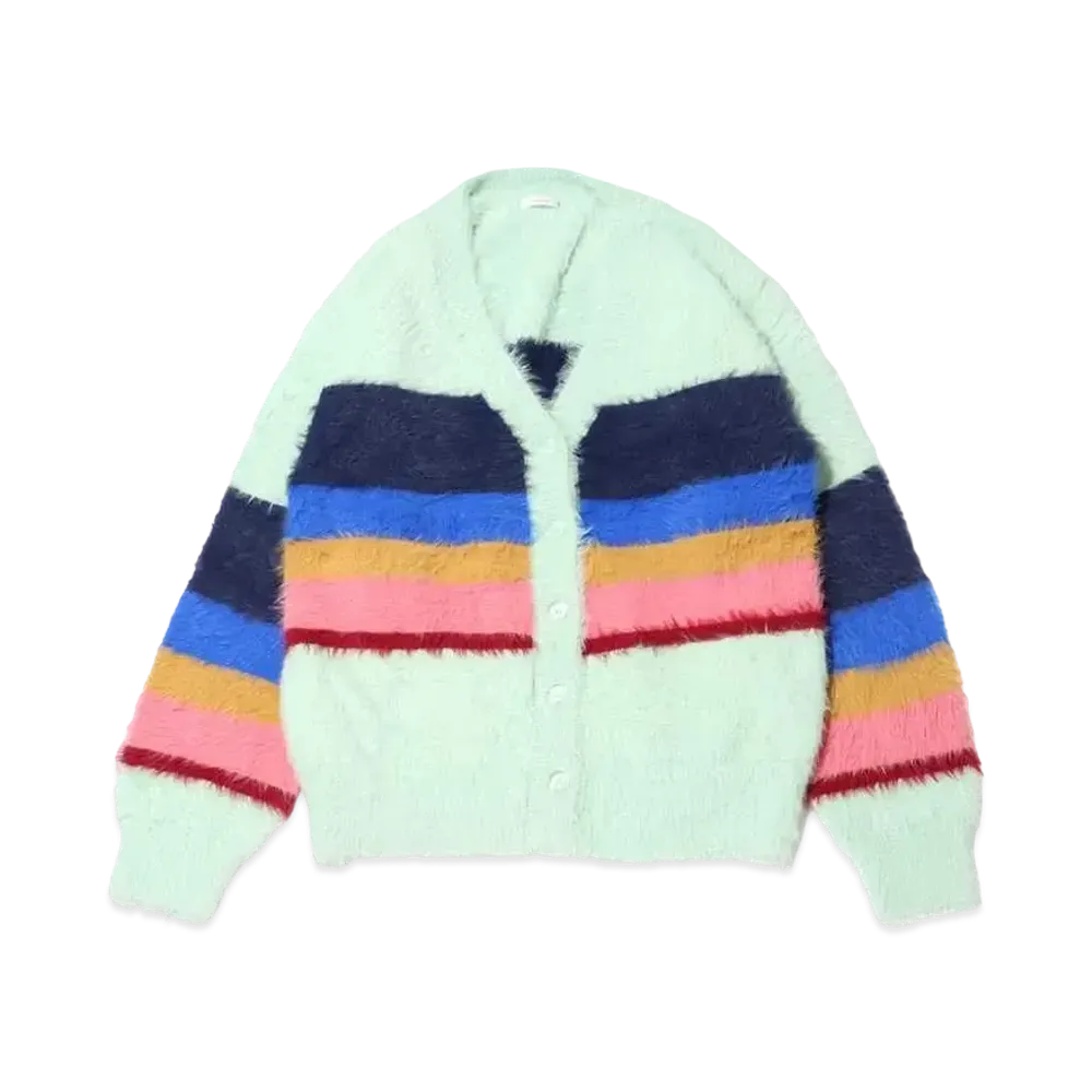 atmos pink x Riehata Colorful Border Feather Knit Cardigan "Mint"