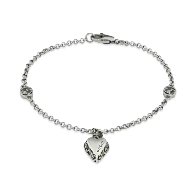 GUCCI Heart Pendant Bracelet "Silver"