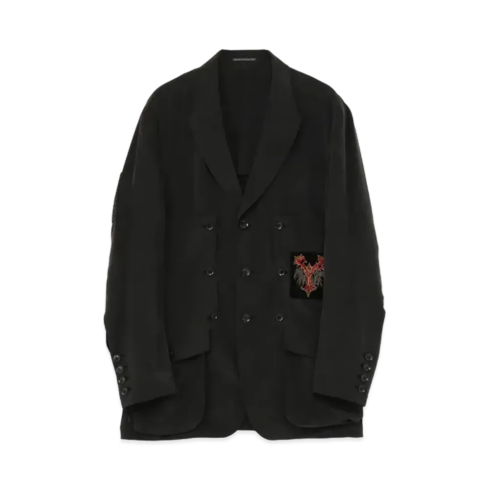 Yohji Yamamoto Pour Homme 25 MOMME CRAPE DE CHINE CHEST CLOTH WELT SEAM JACKET "Black"