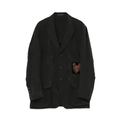 Yohji Yamamoto Pour Homme 25 MOMME CRAPE DE CHINE CHEST CLOTH WELT SEAM JACKET "Black"