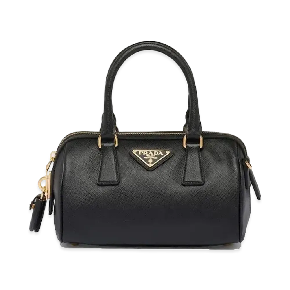 PRADA Saffiano Leather Top Handle Bag "Black"